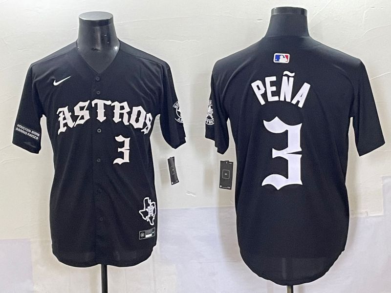 Men 2025 Houston Astros #3 Pena Black Seven generations Joint Name Nike MLB Jersey style 7045->houston astros->MLB Jersey